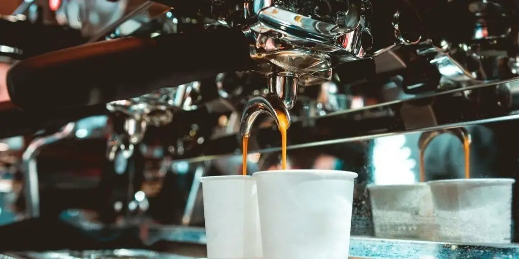 Espresso machine making two espresso shots