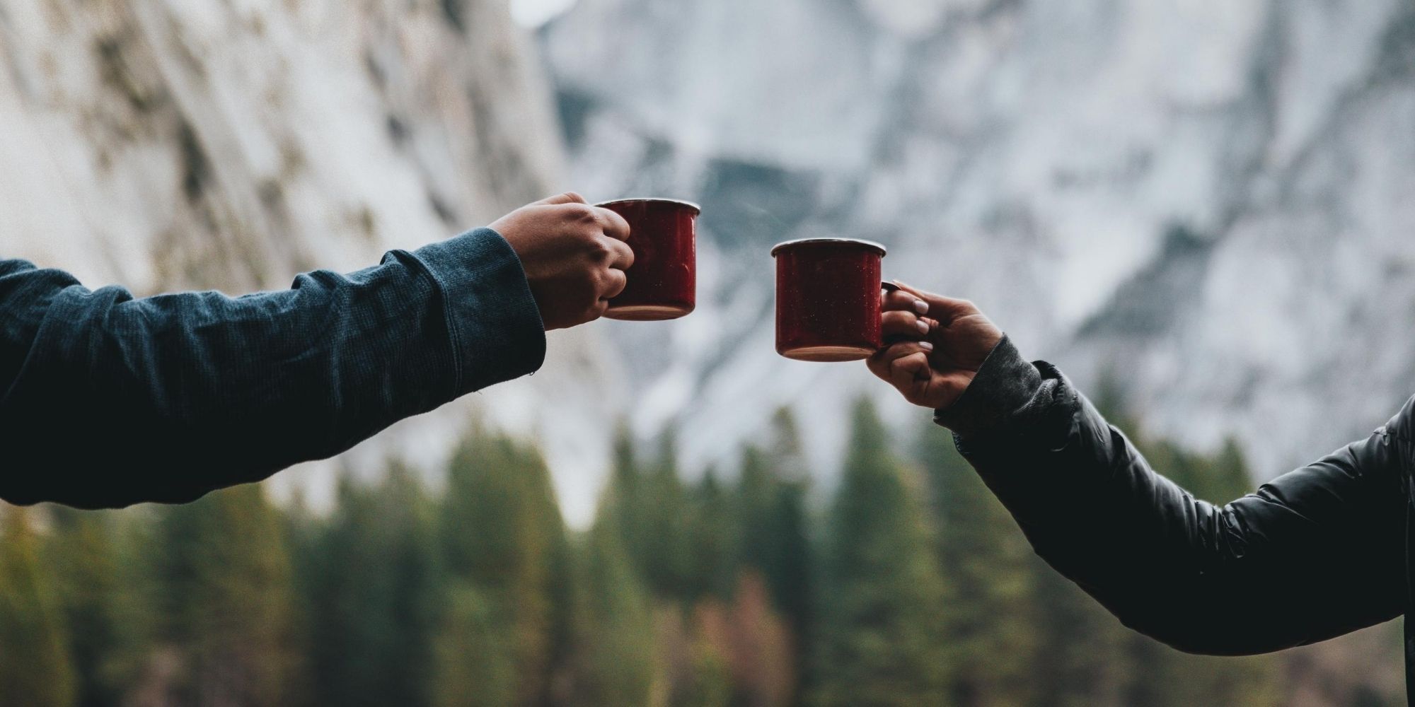 making coffee camping outdoors