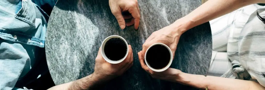 specialty coffee, two people meeting for a coffee